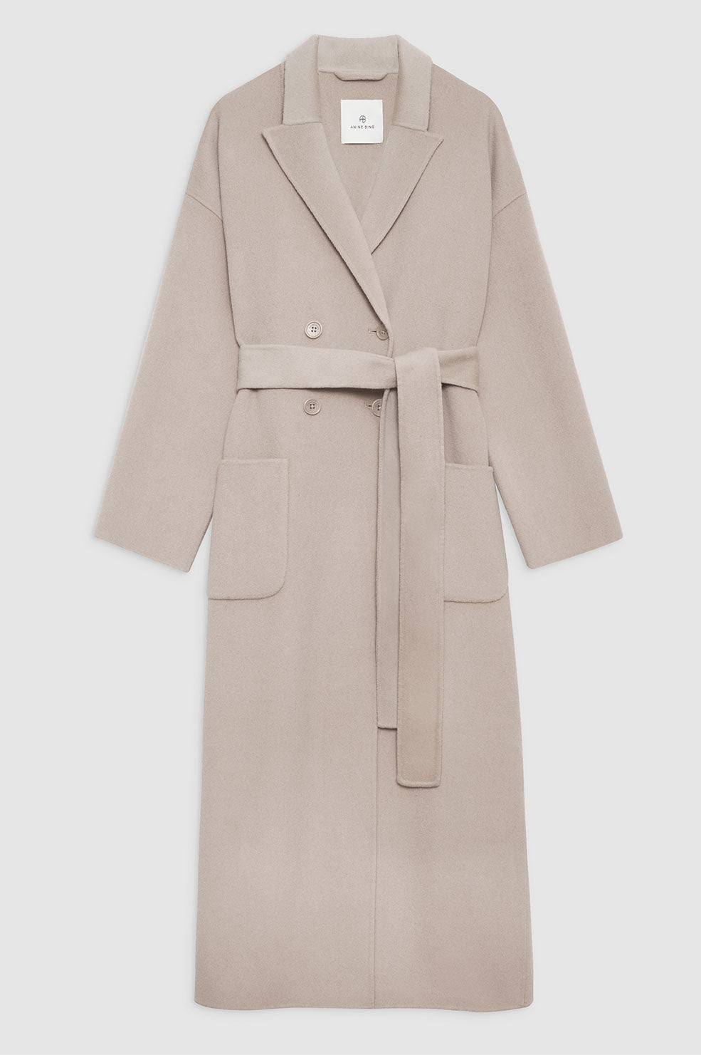 Beige Double Breasted Wool Coat 4016