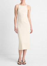 Load image into Gallery viewer, Vince Cotton Blend Ribbed High Neck Tank Dress- Flaxen
