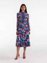 Load image into Gallery viewer, Saloni Emilia Dress Crepe De Chine & Georgette - Hortus Wave