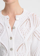 Load image into Gallery viewer, Vince Italian Cotton Diamond Cable Cardigan- Optic White