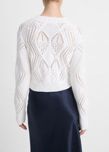 Load image into Gallery viewer, Vince Italian Cotton Diamond Cable Cardigan- Optic White