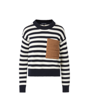 Load image into Gallery viewer, Veronica Beard Emilie Pullover - Navy/Dove