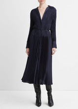 Load image into Gallery viewer, Vince Pintuck Pleated Shirt Dress - Atlantic