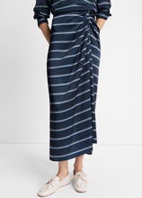 Load image into Gallery viewer, Vince Rugby Stripe Satin Gathered Skirt- Coastal Blue