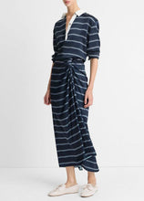 Load image into Gallery viewer, Vince Rugby Stripe Satin Gathered Skirt- Coastal Blue