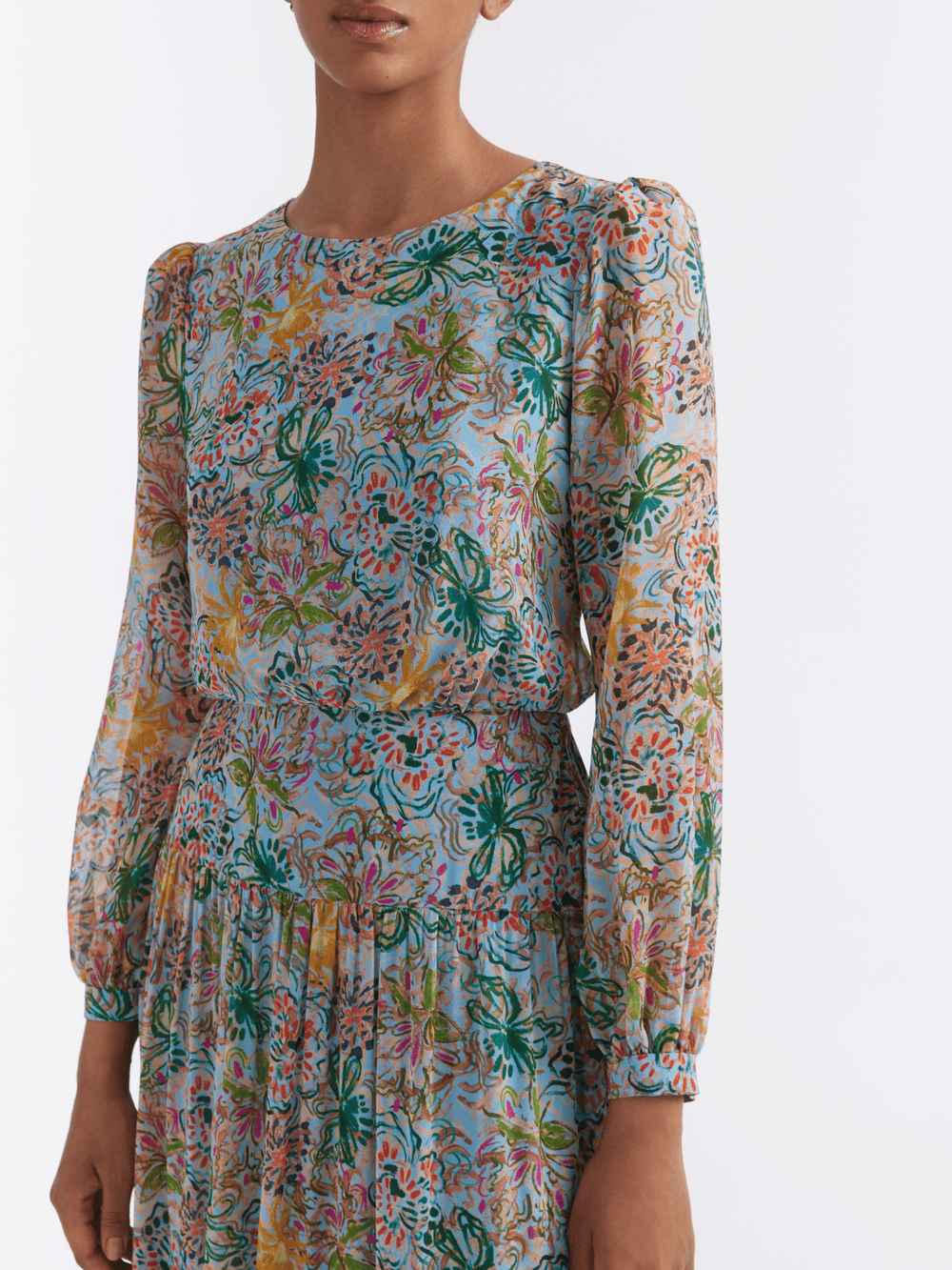 Saloni Isabel Dress Orchard Sky