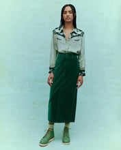 Load image into Gallery viewer, The Great Velvet Column Skirt- Emerald