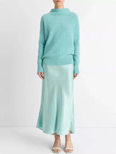 Load image into Gallery viewer, Vince Cashmere Funnel Neck Sweater - Heather Aqua Gem