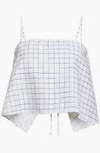 Load image into Gallery viewer, Vince Trellis Plaid Tie Back Top - Off White/Navy