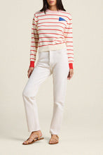 Load image into Gallery viewer, Trovota Cleo Sweater Antique White with Red Stripe