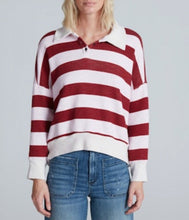 Load image into Gallery viewer, ASKKNY Black Cherry Pinstripe Polo Sweatshirt