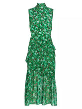 Load image into Gallery viewer, Saloni Fleur Ruffle Dress - Padma Emerald
