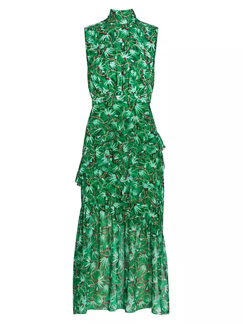 Saloni Fleur Ruffle Dress - Padma Emerald