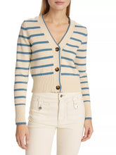 Load image into Gallery viewer, Veronica Beard Noorie Cardigan - Ecru/Slate Blue
