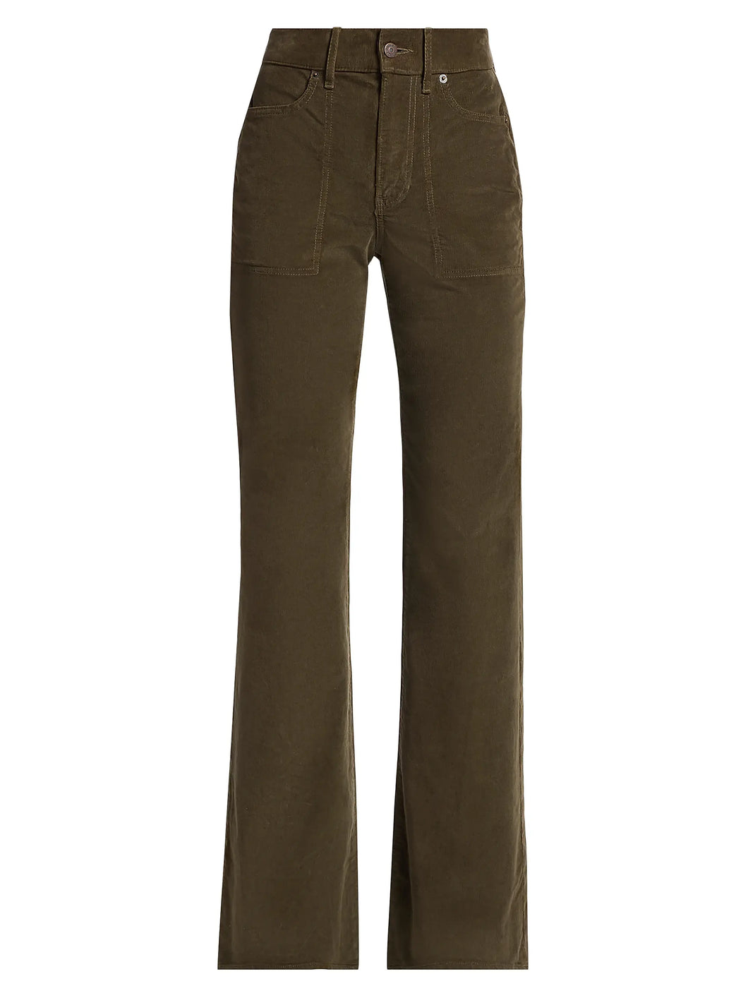 Veronica Beard Carson Corduroy Ankle Flare Pants - Cypress Green