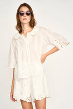 Load image into Gallery viewer, Mirth Kerala Short Sleeved Blouse - White Embroidered Deco
