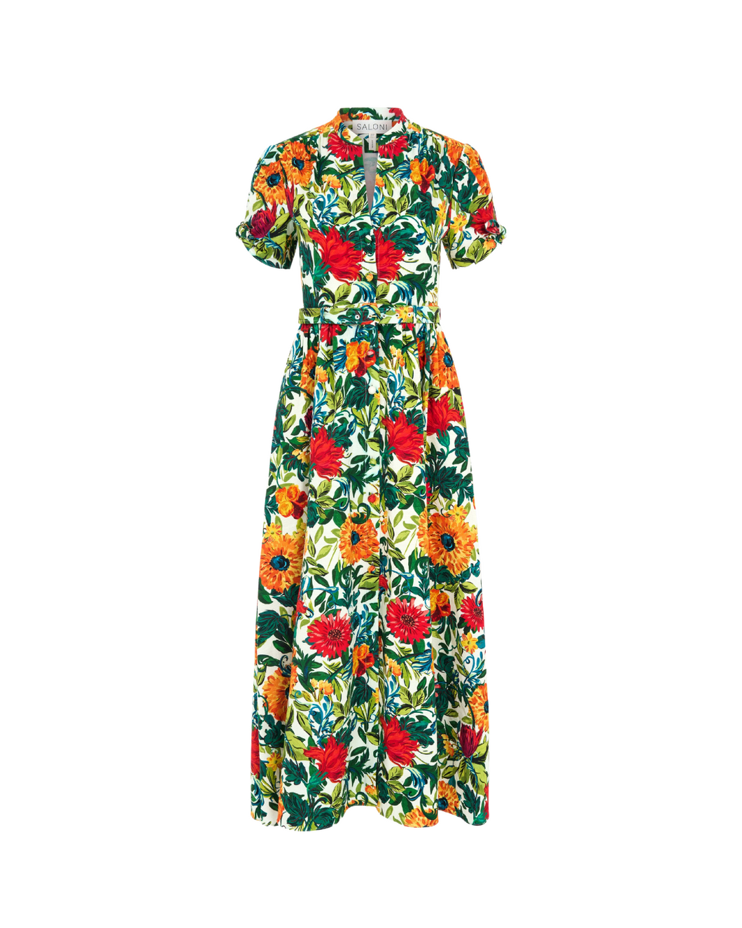 Saloni Ena Dress - Mandevilla Foliage