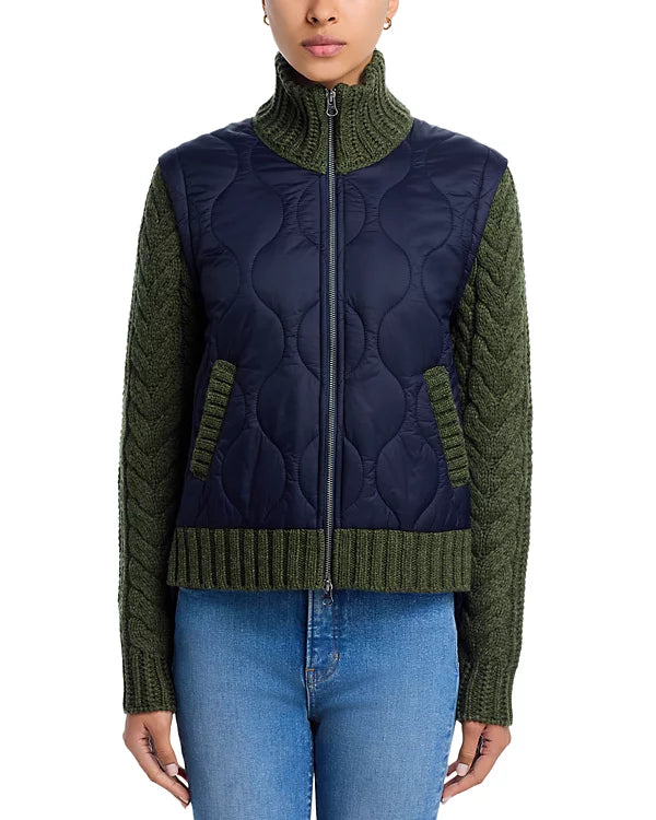 Veronica Beard Patra Quilted Wool Blend Jacket - Navy/Army Green