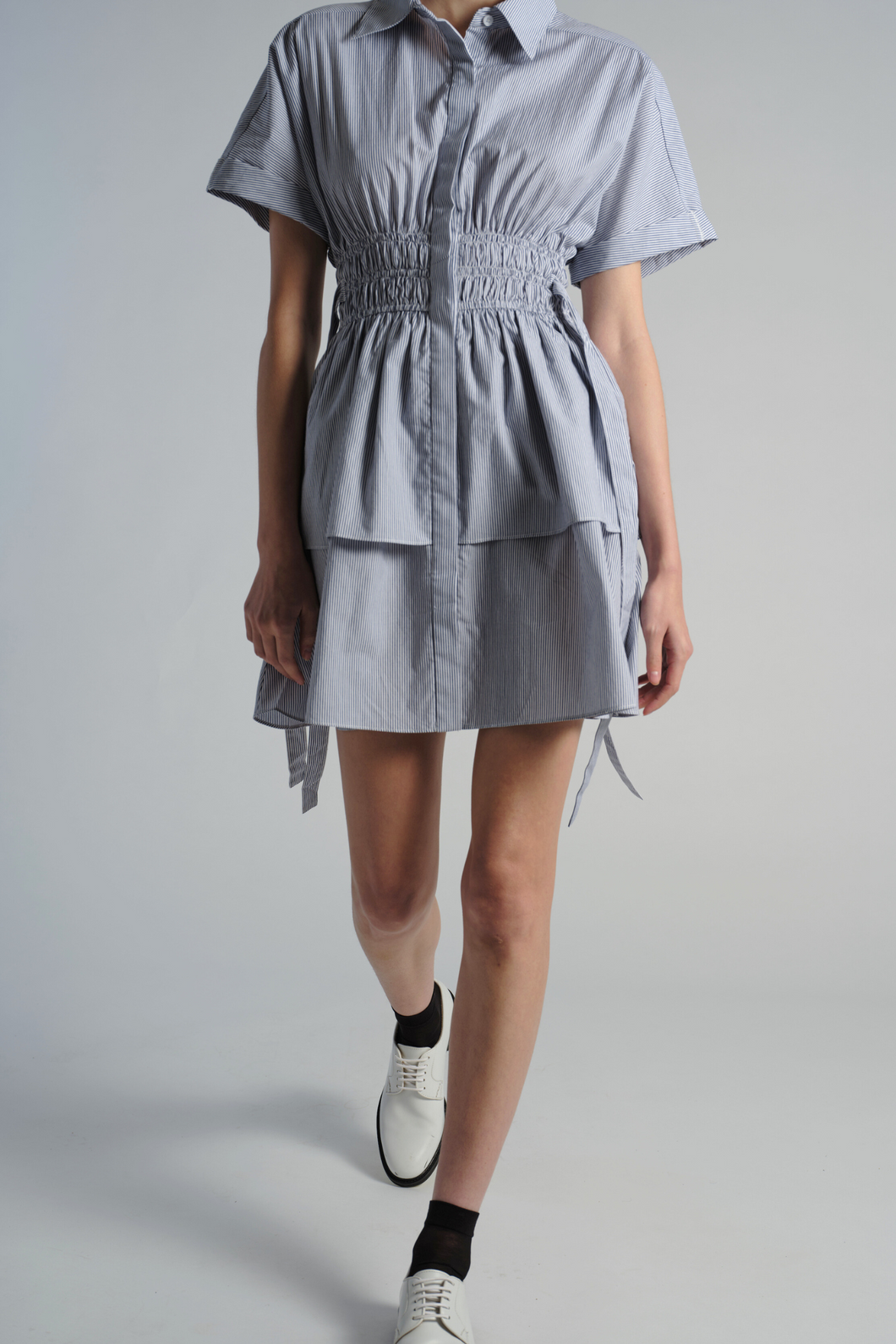 Saint Art Vivienne Dress- Navy Pinstripe