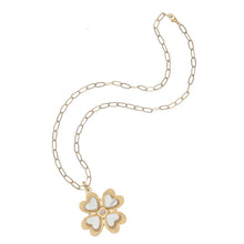 Load image into Gallery viewer, Jane Win LUCKY in Love Clover Pendant with Mother of Pearl - 18" Drawn Link Chain
