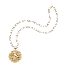 Load image into Gallery viewer, Jane Win COURAGE Year Of the Horse Pendant Coin - 18" Drawn Link Chain
