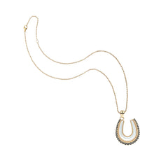 Load image into Gallery viewer, Feeling Lucky Mother of Pearl Horseshoe Pendant - 16-18" Classic Rolo Chain
