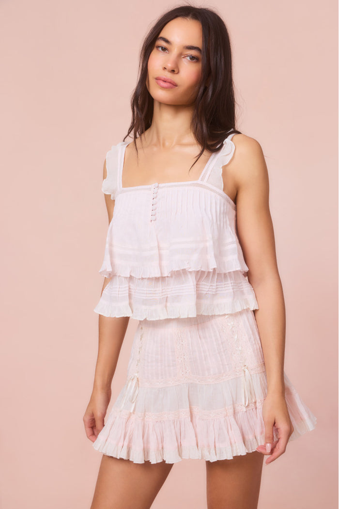 Love Shack Fancy Novalee top- Tea Rose Pink