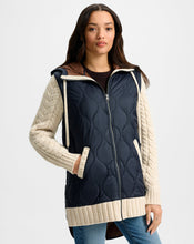 Load image into Gallery viewer, Veronica Beard Barrows Knit Sleeve Quilted Jacket - Navy/Sand
