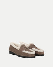 Load image into Gallery viewer, Veronica Beard Penny Shearing Loafer - Bark Suede
