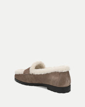 Load image into Gallery viewer, Veronica Beard Penny Shearing Loafer - Bark Suede

