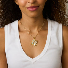 Load image into Gallery viewer, Jane Win LUCKY in Love Clover Pendant with Mother of Pearl - 18" Drawn Link Chain
