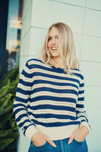 Load image into Gallery viewer, Trovata Ryann Sweater- Navy Stripe
