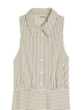 Load image into Gallery viewer, Staud Romy Dress- Ivory/Dark Oak Micro stripe
