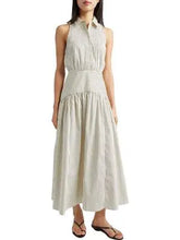 Load image into Gallery viewer, Staud Romy Dress- Ivory/Dark Oak Micro stripe
