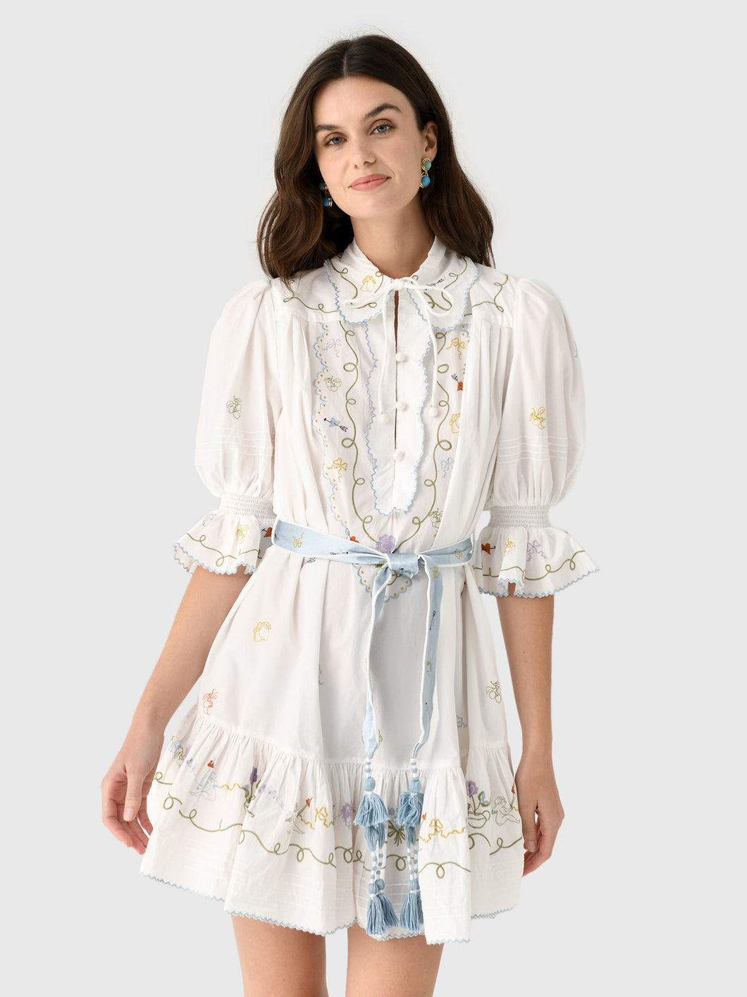 ALEMAIS-Giulia embroidered mini dress