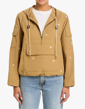 Load image into Gallery viewer, The Great The Embroidered Cropped Trailhead Pullover in Khaki With Daisy Embroidery
