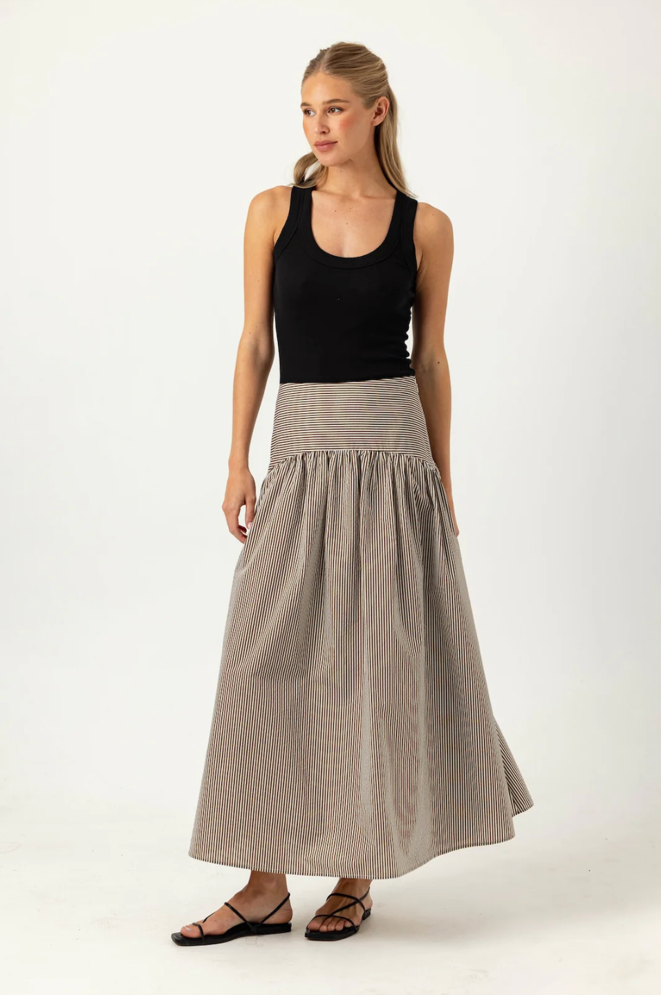 Sundays-Stripe celeste skirt