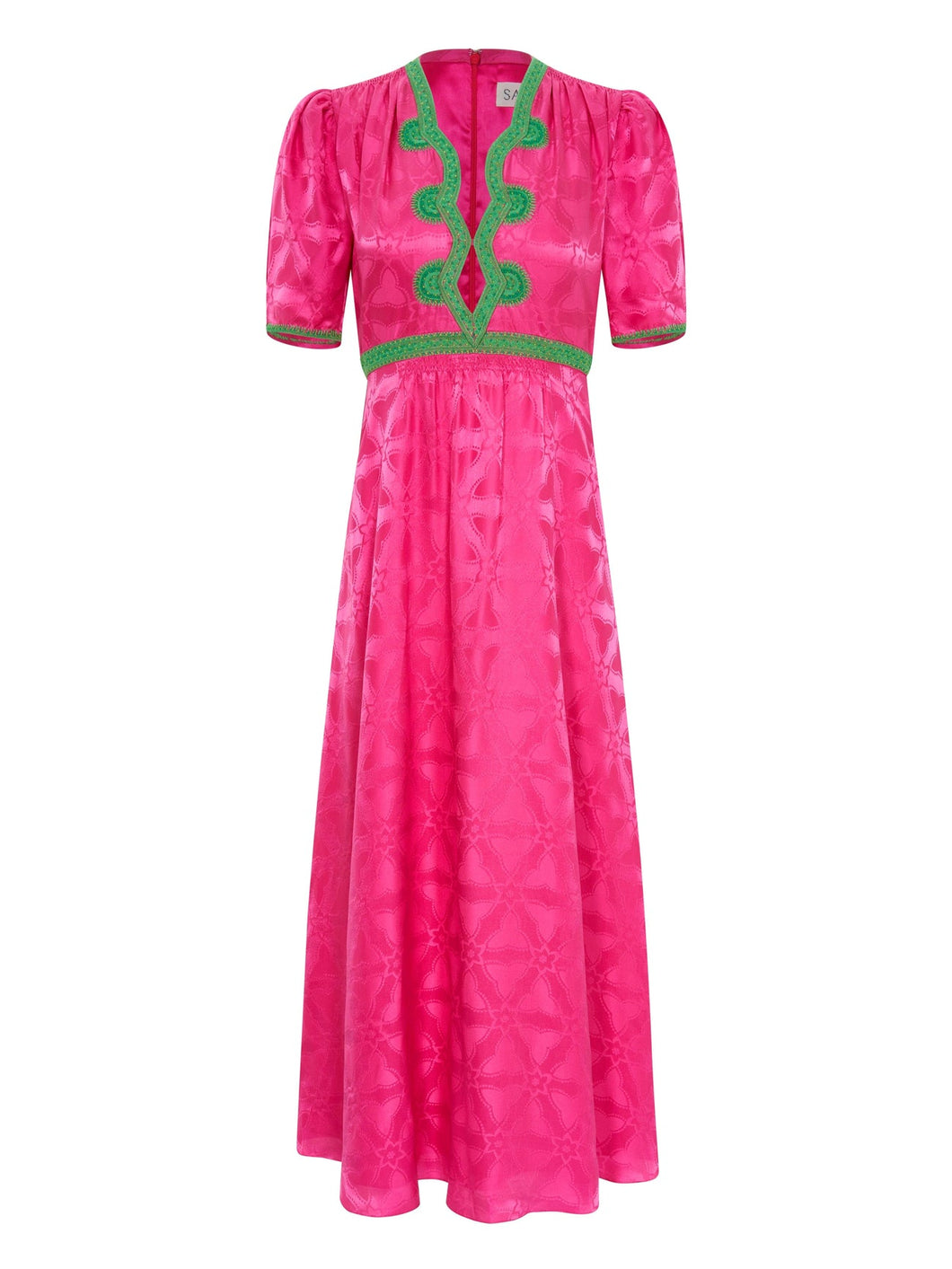 Saloni Tabitha PawPaw Stamped stain dress- honeysuckle pink