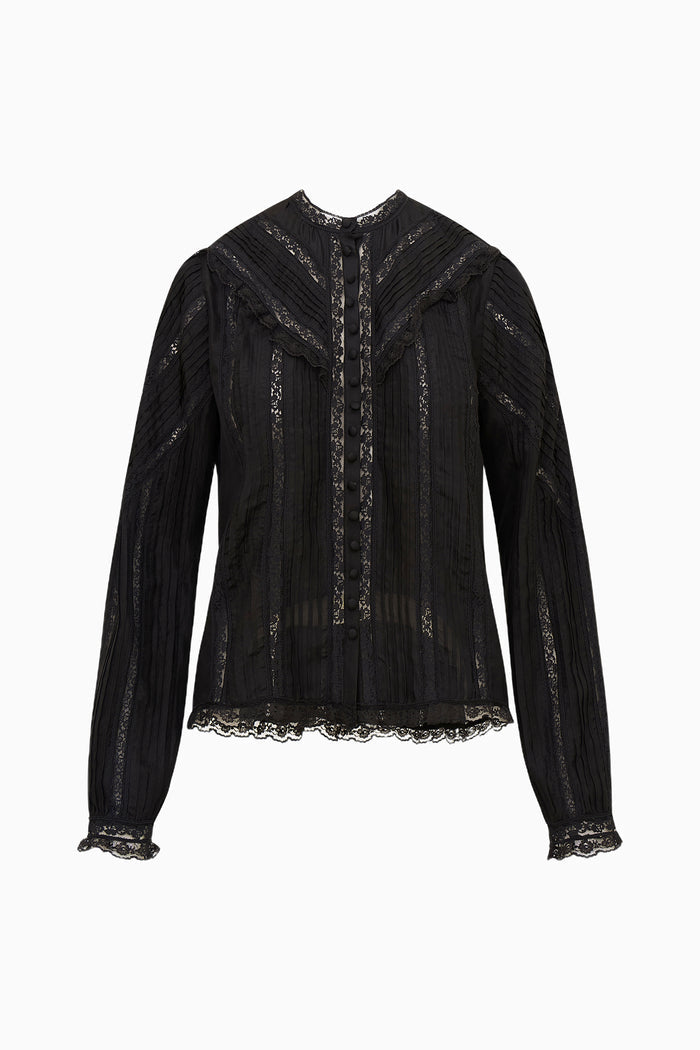 Love Shack Fancy Aralina Blouse - Black
