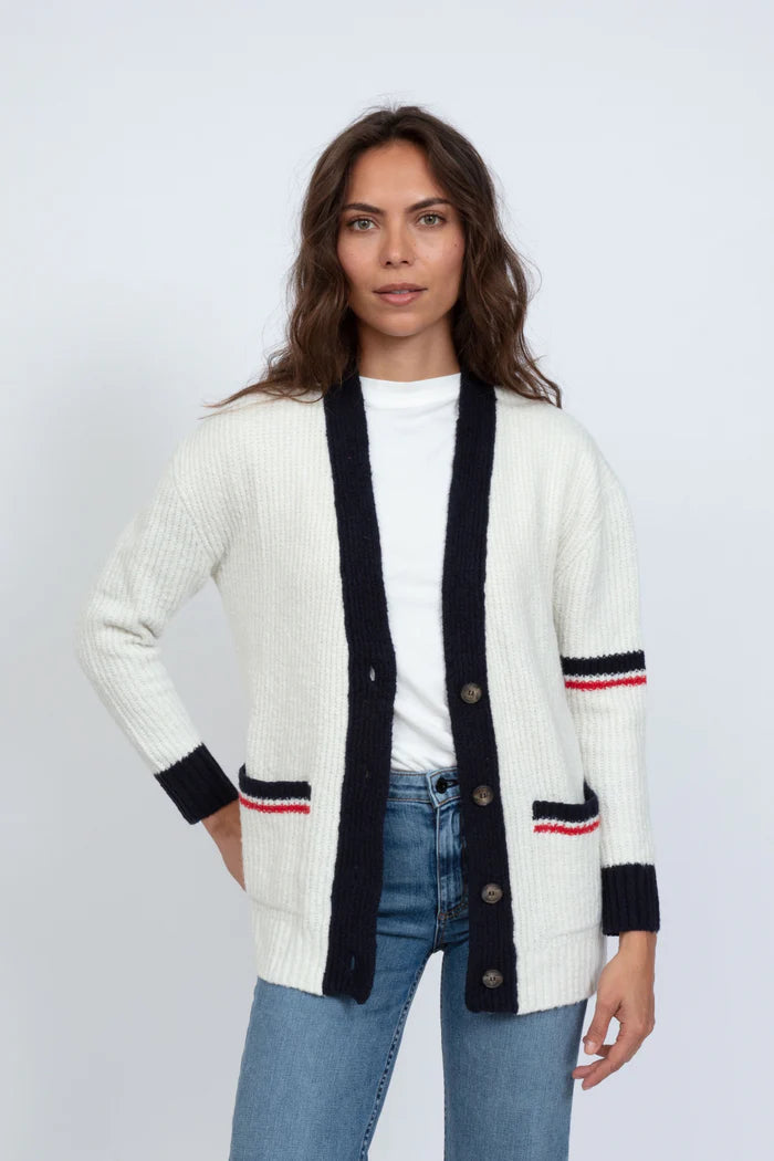 ASKKNY Varsity Cardigan- Ivory