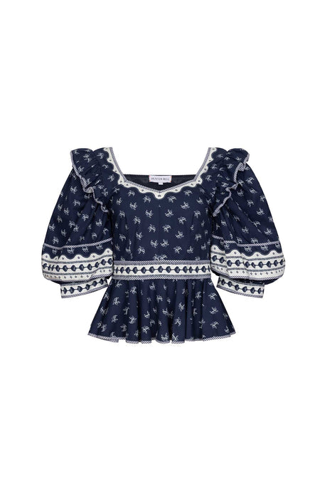 Hunter Bell Blayne Top- Blue Ditsy Floral