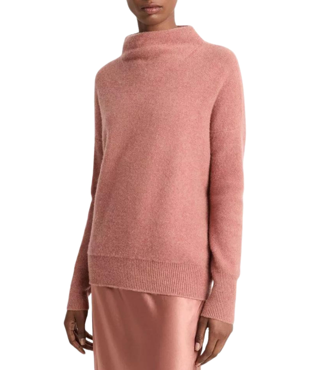 Vince Cashmere Funnel Neck Sweater - Heather Vintage Rose