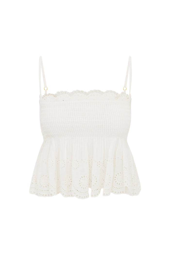 Love Shack Fancy Condie Top- Optic White