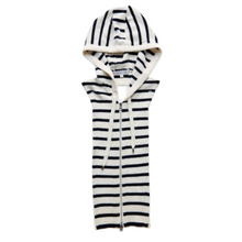 Load image into Gallery viewer, Veronica Beard Cashmere Hoodie Dickey- Ivory/Navy
