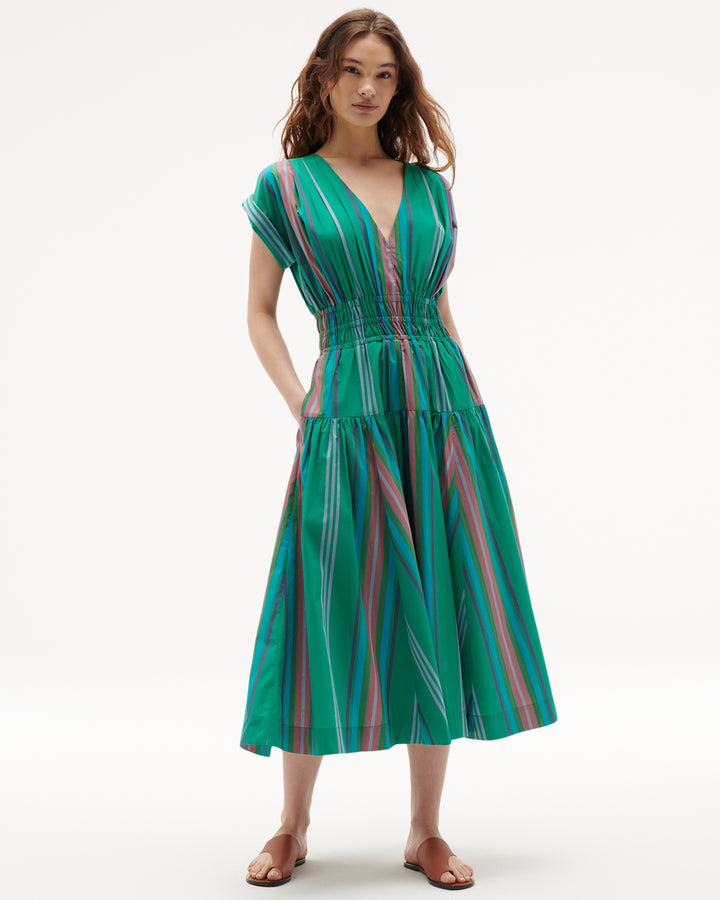 Figue Clarette Dress- Ballpark Stripe Spring Green