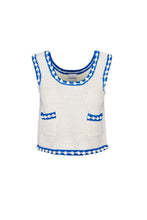 Load image into Gallery viewer, Hunter Bell Clover Sweater Tank - Blue &amp; White
