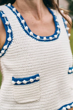 Load image into Gallery viewer, Hunter Bell Clover Sweater Tank - Blue &amp; White
