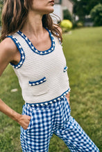 Load image into Gallery viewer, Hunter Bell Clover Sweater Tank - Blue &amp; White
