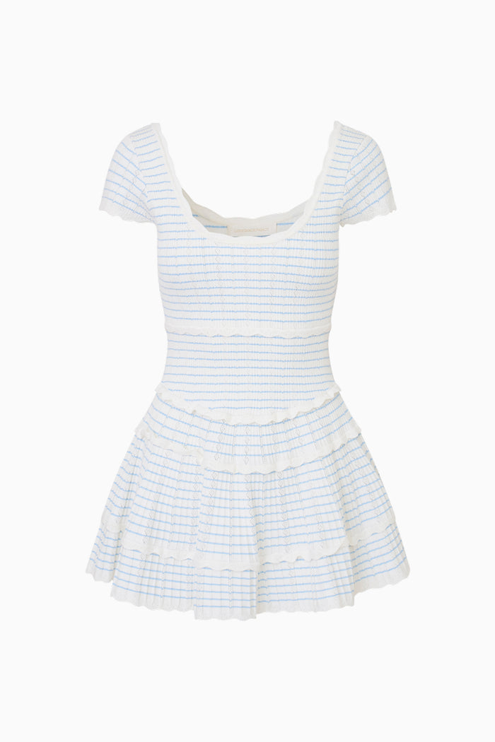 Love Shack Fancy Elisavette Striped Stretch Knit Mini Dress- Sailor Stripes