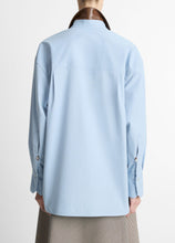 Load image into Gallery viewer, Vince Faux-Leather-Trim Italian Cotton Oversized Button-Front Shirt - Almalfi
